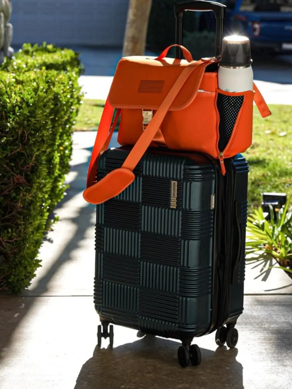 Insulated Neoprene Stroller Caddy & Pump Bag - Diaper Organizer with Crossbody